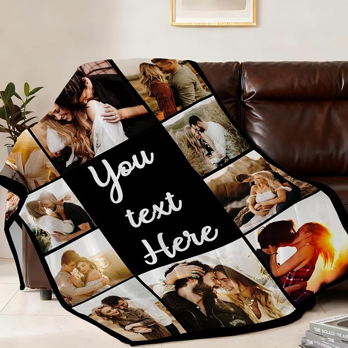 Ship Next Day, Custom Blanket with Picture Customized Photo Blankets Customize, Customizable Blanket, Personalized Christmas Funny Gifts for Couple, Girlfriend, Boyfriend, Mom, Dad, Wife, Husband
