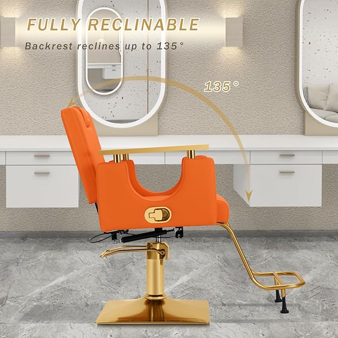 Heavy Duty Barber Chair, 360° Swivel Reclining Salon Chair for Hair Stylist, Height Adjustable Hydraulic Hairdressing Chair with Footrest for Barber Shop, Beauty Salon, Hairdressers