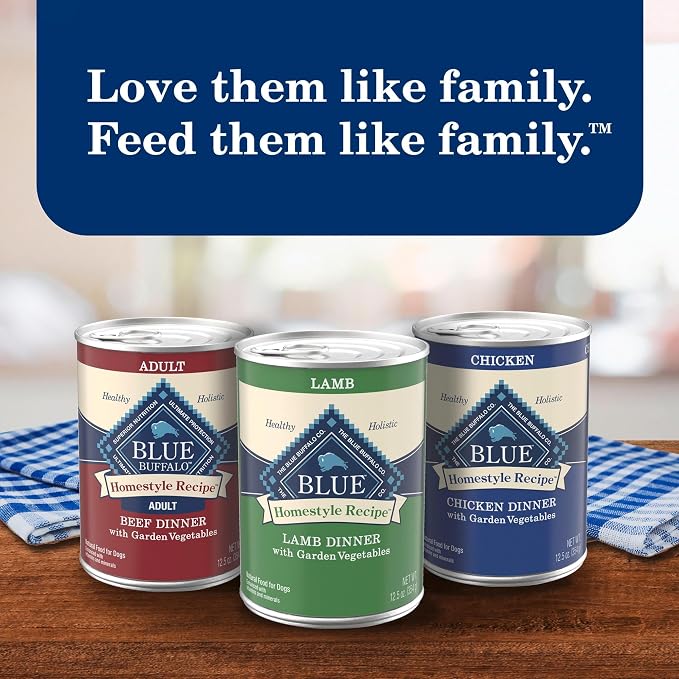 Blue Buffalo Homestyle Recipe Variety Pack Wet Dog Food, 12.5 oz, 6 ct | Chicken & Lamb (3 of Each), No Chicken By-Product, Corn, Wheat, or Soy