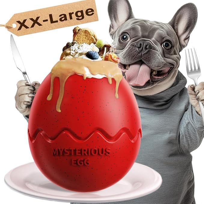 TLKNG Extra-Large Size Dog Fillable Toy - Filler Lick Ball for Large Aggressive Chewers Breed Dogs Durable Peanut Butter Balls & Kibble Treat Dispenser & Chew Toys