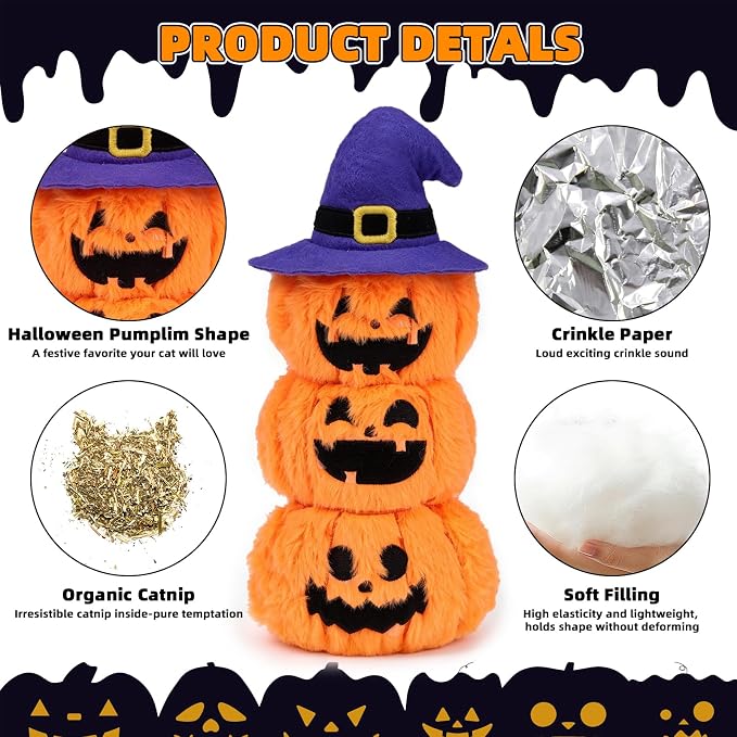 PUPTECK Halloween Catnip Cat Toys, Interactive for Kittens Indoor