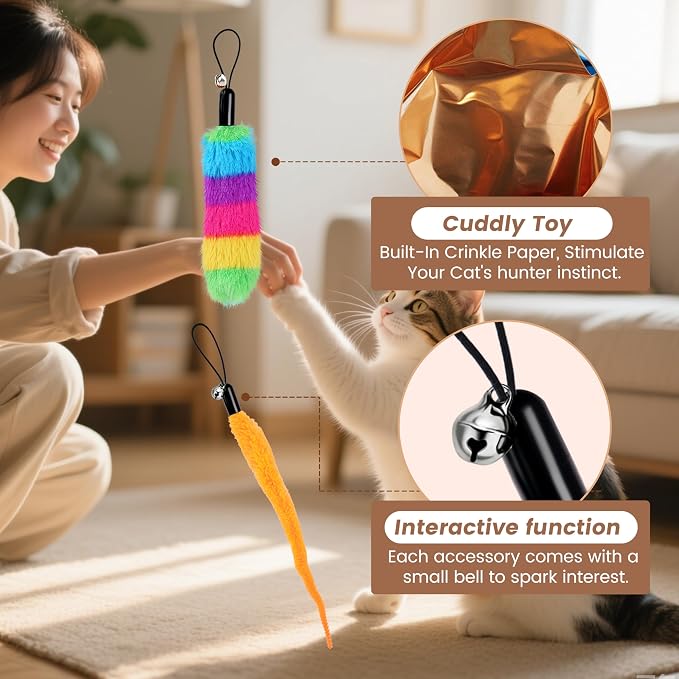 Interactive Cat Toys Replacement Tails Accessories for Cat Ball, 10Pcs