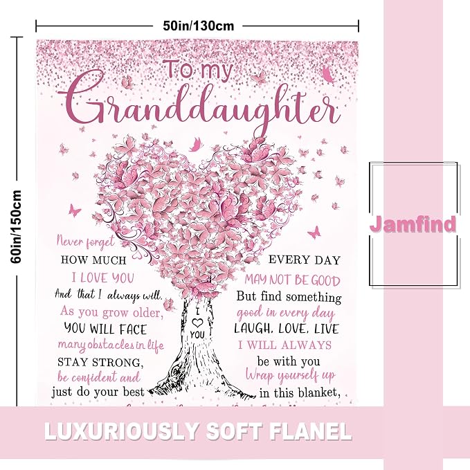 Granddaughter Gifts from Grandma, Gift for Granddaughter, Great Granddaughters Gift, Birthday Gifts for Grand-Daughter Blanket 60"x 50", Presents from Grandpa