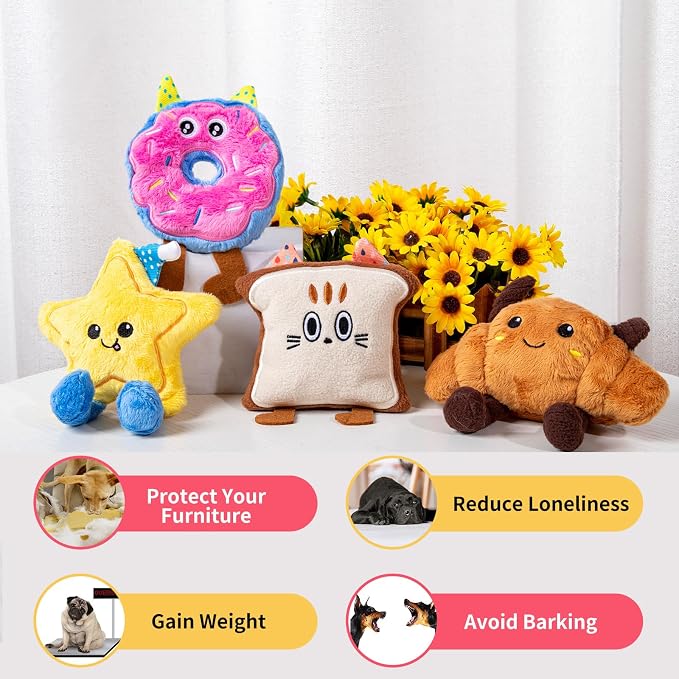 DODODOLA Stuffed Dog Toys Cute Sweeet with Crinkle Paper for Medium Large Dogs Puppy