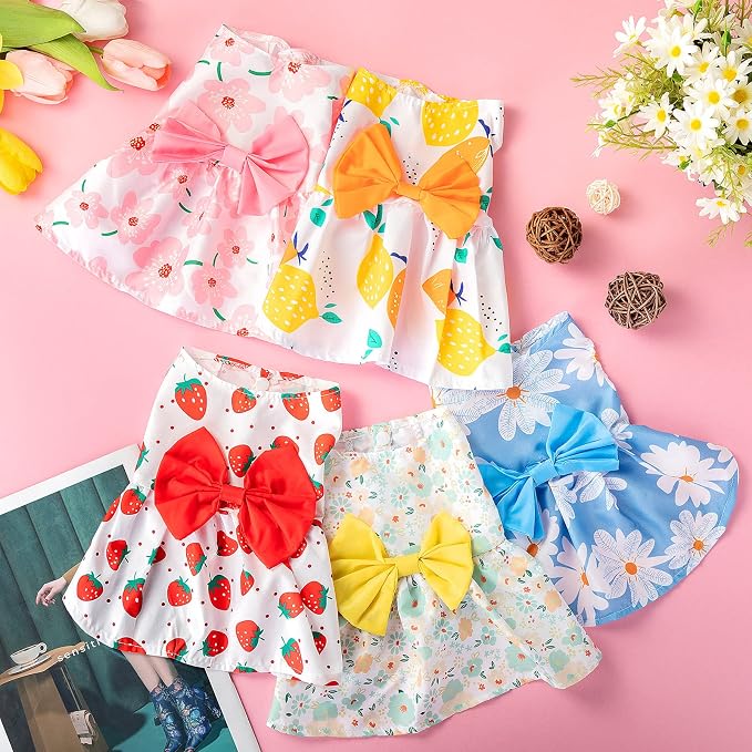 5 Pcs Floral Dog Dress Cute Pet Skirt Dresses,Cute Style,Small | Pet Clothes Dresses Cat Princess Bowknot Clothes Puppy Outfits for Yorkie Puppy Cat, 5 Styles