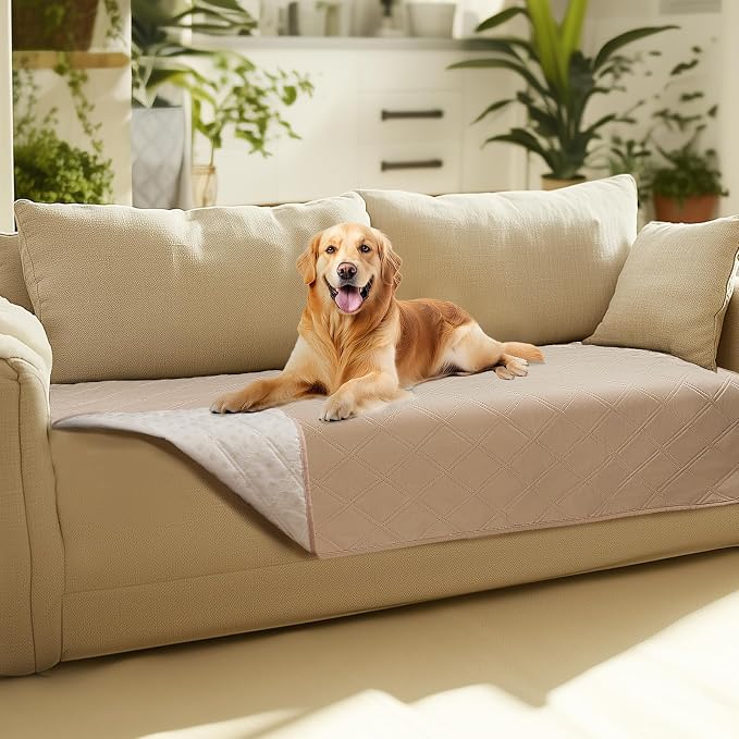 Luciphia Waterproof Couch Cover for Dogs, Non-Slip Pet Sofa Protector | Non-slip waterproof couch cover scratch-resistant machine washable protects sofa bed, Beige, 30" x 70"