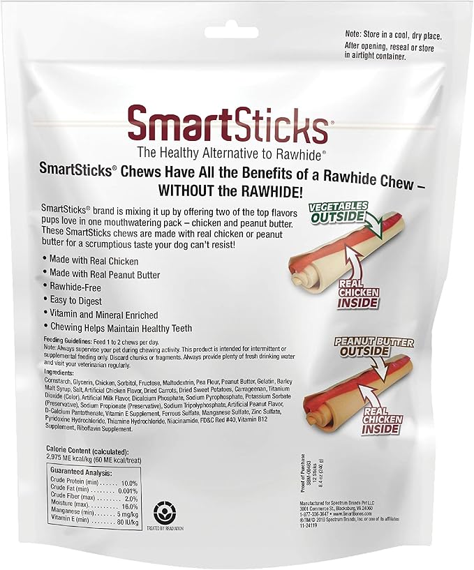 SmartBones SmartSticks, Treat Your Dog to A Rawhide-Free Chew Made with Real Meat and Vegetables (Pack of 2)