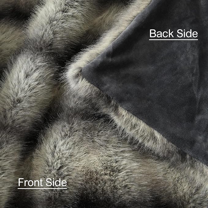 HORIMOTE HOME Luxury Faux Fur Throw Blanket, Non-Shedding 50"x60" Fur Blanket Throw, Ultra Soft Blankets for Bed, Couch and Sofa, Premium Soft, Thick Fluffy Throws, Grey Black Stripes