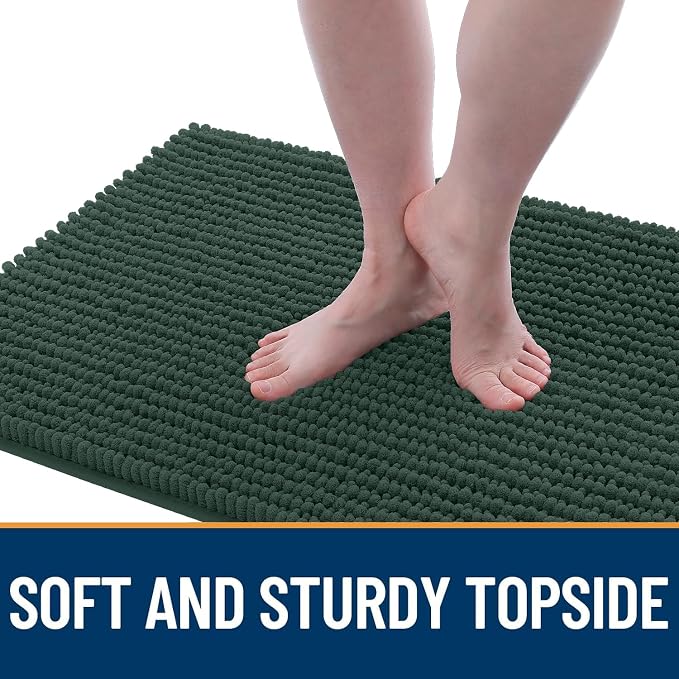 OLANLY Dog Door Mat for Muddy Paws 59x24, Extra Absorbent Chenille Mud Mat | Blackish Green, Absorbs Moisture and Dirt, Non-Slip Machine Washable Doormat, Quick-Drying Indoor Entryway Floor Mat for Dogs