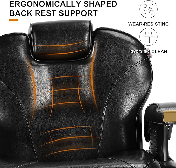 Artist hand Black All Purpose Hydraulic Recline Barber Chair Salon Beauty Styling Chair for Beauty Shop Gold/Black
