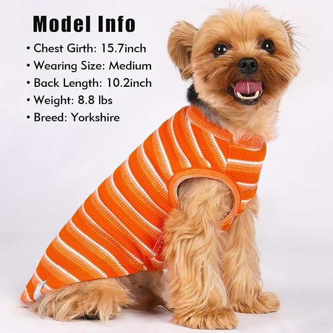 KYEESE 2Pack Waffle Dog Shirt for Small Dogs Striped Dog Sweater Tank Top | Cozy Warmth, Lightweight & Breathable, Gentle on Sensitive Skin, Stretchy & Free to Move, Comfortable Daily Wear