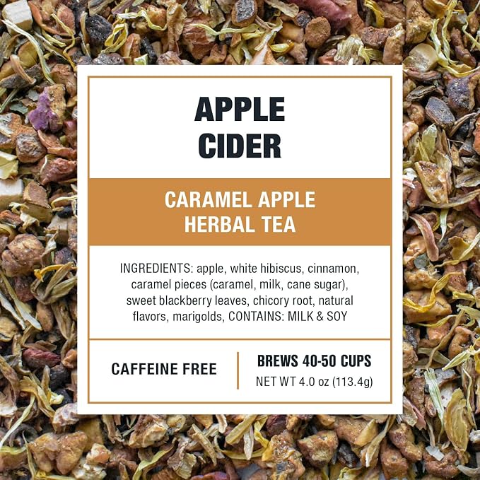 Tiesta Tea - Apple Cider, Loose Leaf, Caramel Apple Herbal Tea, Blend, Non-Caffeinated, Makes Hot or Iced Up to 40-50 Cups, 4oz Refillable Tin