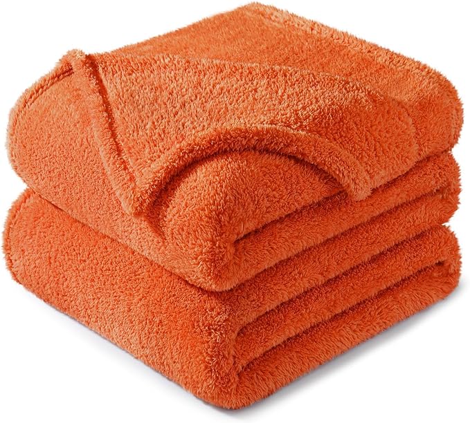Exclusivo Mezcla Soft Plush Fleece Twin Size Blankets for Bed Living Room | Lightweight Fuzzy Fluffy Large Blanket for All Seasons, Cozy Velvet for Women Men, Machine Washable, 60"x80", Burnt Orange