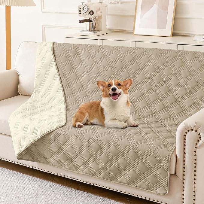 Waterproof Reversible Dog Blanket, Soft Couch Cover for Dogs Washable | Dual-Sided Waterproof Pet Bed Blanket, Resist Stains Spills & Pet Hair, Practical Furniture Protector For Pets, Size 68"x82"