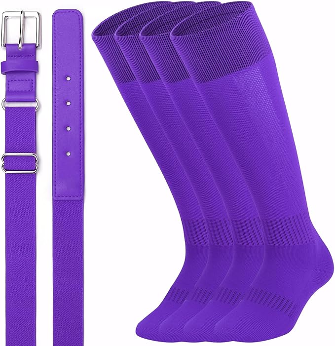 UnFader Baseball Socks and Belts Combo for Youth and Adult, Elastic Softball 2 Pair Socks and 1 Belts