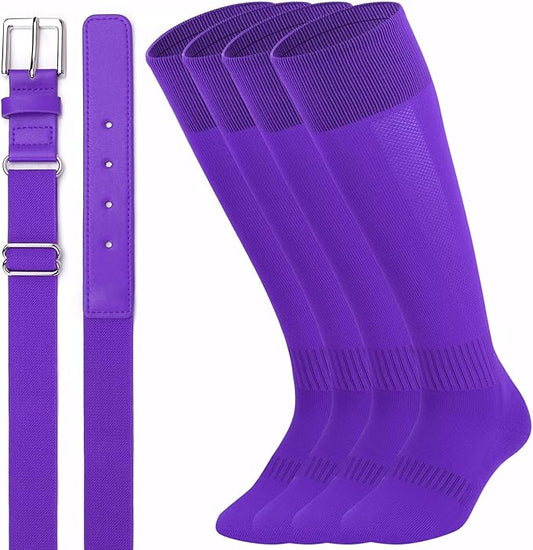 UnFader Baseball Socks and Belts Combo for Youth and Adult, Elastic Softball 2 Pair Socks and 1 Belts