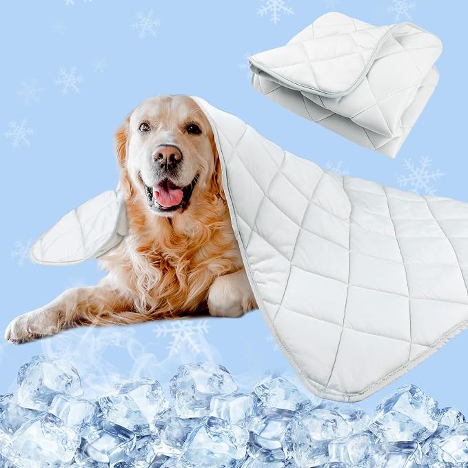 Cooling Blanket for Dogs, Dog Cooling Mat & Bed, Q-MAX>0.42- Lightweight, Durable & Breathable Pet Throw for Sofa, Car and Furniture Protector, Reversible Design, Easy to Clean, 28"x40", Gray