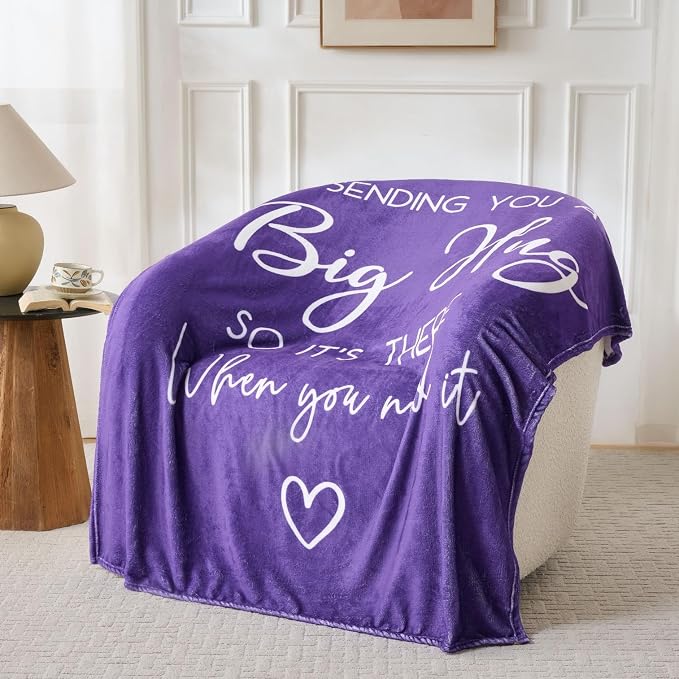 Thinking of You Gifts for Women Men – Get Well Blanket 50x60 Inch, Purple Flannel Comfort Hug Blanket, Sympathy Throw for After Surgery, Chemo, Illness, Recovery