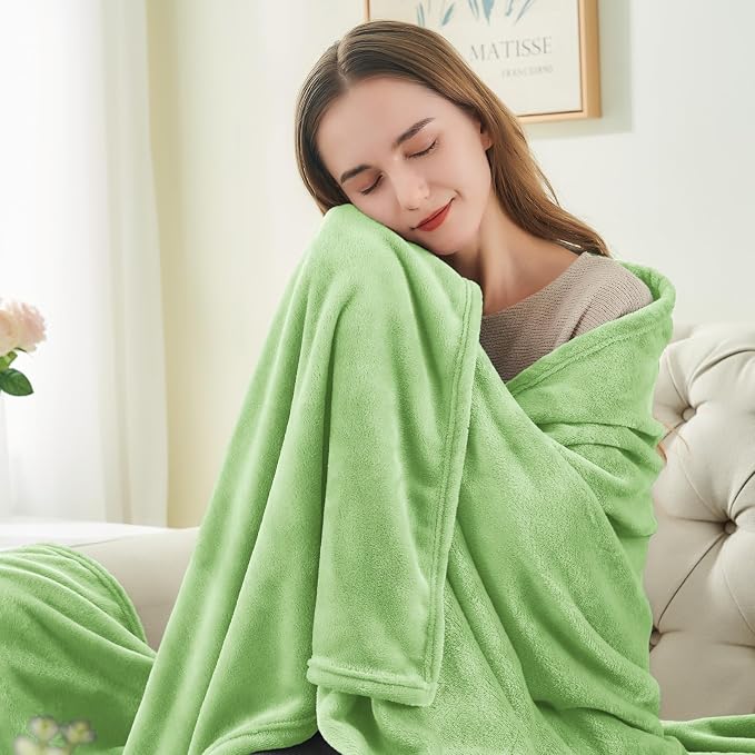 BEDELITE Fleece Blanket Soft Plush Queen Bed Blanket Grass Green 90"x90" | Ultra Soft Fleece, Plush Microfiber, Lightweight Warmth, All Season Comfort, Fade Resistant, Machine Washable,Perfect for Bed