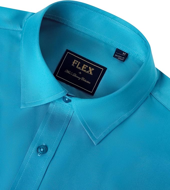 J.VER Men's Dress Shirts Solid Long Sleeve Stretch Wrinkle-Free Formal Shirt Business Casual Button Down Shirts