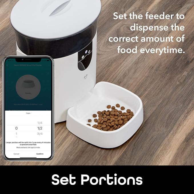 Geeni 7L Automatic Cat & Dog Feeder with Smart Pet Camera, Timer & Voice | Wi-Fi control, 1080p HD video, schedule feedings, voice messages, works with Alexa & Google Home