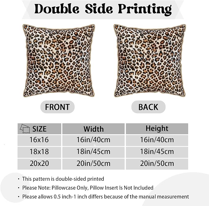 KSLIDS Leopard Print Faux Fur Soft Velvet Throw Pillow Covers Set of 2 Brown Black Cheetah Decorative Pillow Covers 16x16 Inch Animal Pillow Case for Sofa Couch Bedroom Farmhouse Home Decor