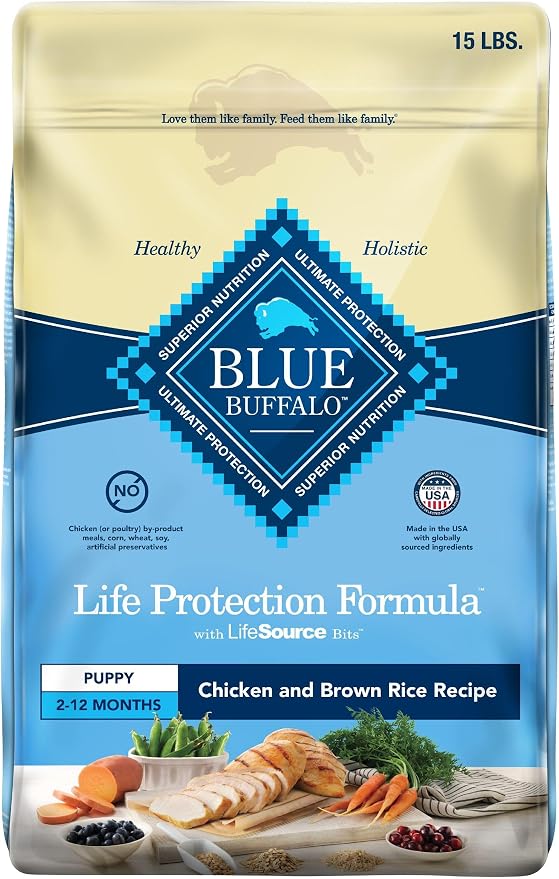 Blue Buffalo Life Protection Formula Chicken Puppy Dry Dog Food, 15 lb | With DHA for Brain Development, Real Chicken #1 Ingredient, Antioxidant-Rich LifeSource Bits, Promotes Healthy Muscle Growth