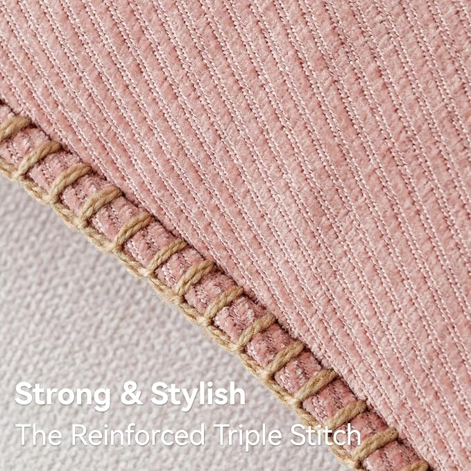 a moment Pack of 2 Decorative Chenille Throw Pillow Covers with Twill Cushion Covers for Sofa Living Room Couch Bed 22x22 Inch,Crafted Border Blush Pink