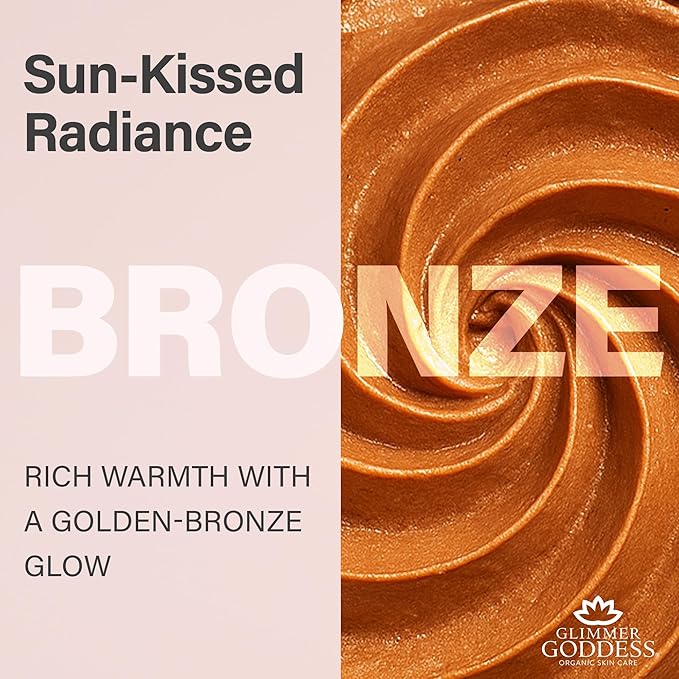 Glimmer Goddess Shimmer Body Butter with Organic Whipped Shea Butter for Hydration, Moisturizing & Silky Natural Glow - Bronze Sexy, 4 oz