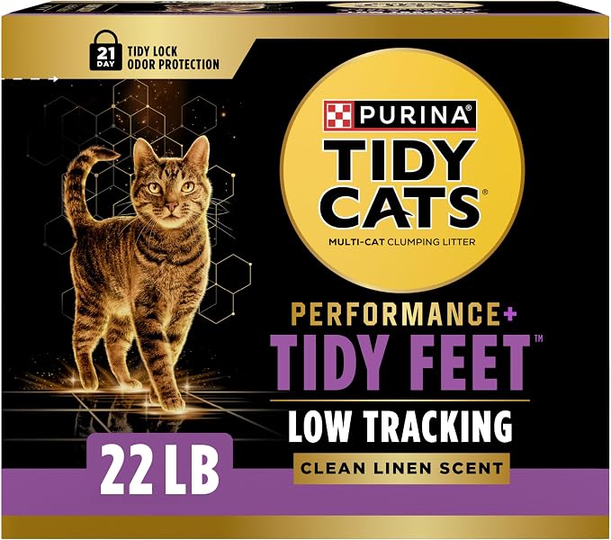 Purina Tidy Cats Tidy Feet Clumping Low Tracking Cat Litter With Odor Control – Clean Linen Scent - 22 lb. Box