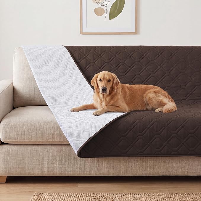 PrinceDeco Dog Bed Cover Blanket 52x82,Waterproof Pet Blanket Sofa Covers Washable Furniture Protector for Sofa, Sectional, Bed, Crate, Car & RV, Tear-Resistant Anti-Slip Backing,Brown
