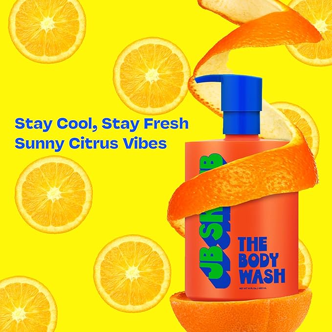 JB SKRUB The Body Wash for Kids, Tween & Teen Boys with Foaming Action & Natural Citrus Scent - No Harsh Ingredients Boys Body Wash - Conquer Adolescent Funk with Confidence - 14 Oz.