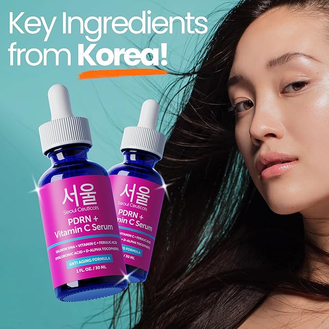 SeoulCeuticals PDRN Serum Salmon DNA Vitamin C Serum – Korean Skincare Anti Aging PDNR Skin Repair Booster – K Beauty PDRM Skin Care for Face 1oz (Pack of 2)