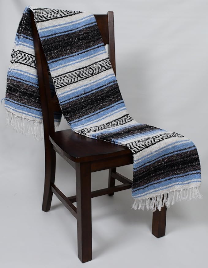 Open Road Goods Bulk Falsa Blankets - Handwoven Authentic Mexican Falsa - Great for Weddings, Yoga, Beach, Picnics, or Mexican Throw! (Light Blue, 15 Pack)