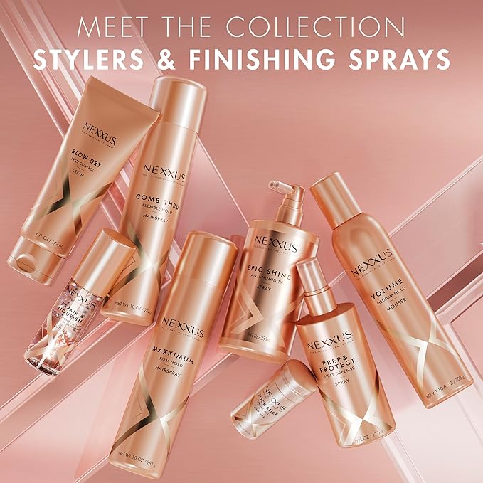 Nexxus Styling Spray Maxximum Finish Firm Hold Hairspray Powered by STYLEPROTECT Technology 10 oz | for Control, Hold, Hairspray, for Women, Hair Styling, Pink