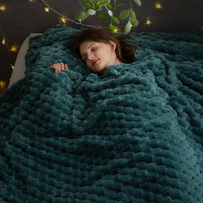 NEWCOSPLAY Fleece Clouds Cozy Queen Blanket for Couch, Light Teal, 90"x90" | Premium Silky Flannel Blanket, Soft Lightweight Fluffy Throw Blanket for Bed Sofa Decor, Gift for All Season Use