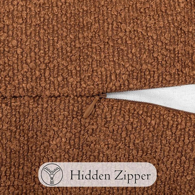 JoraLion 12x24 inch Boucle Lumbar Pillow Cover, Rust Woven Texture Neutral Long Pillow Cover Breathable Cushion Case for Couch Sofa Bed Living Room Home Decor (Cover Only)