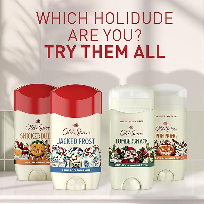 Old Spice Antiperspirant & Deodorant for Men, Holidudes Limited Edition, 24/7 Sweat Protection, Stocking Stuffer, Snickerdudel Sugar Cookie Scent, 2.6 oz