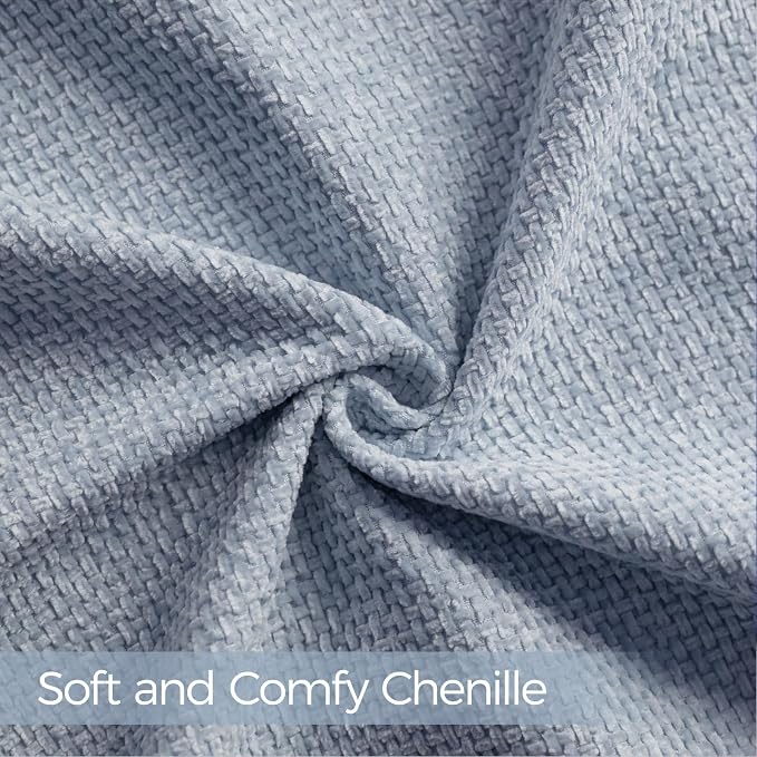 a moment Light Blue Chenille Throw Pillow Covers 24x24 Inch Pack of 2 Modern Decorative Throw Pillow Cases Farmhouse Cross Covers Home Decor for Sofa Bedroom Living Room