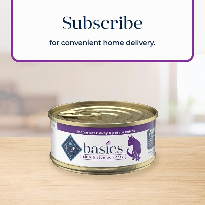 Blue Buffalo Basics Turkey Adult Grain-Free Wet Cat Food, 5.5 oz, 24 ct | Skin & Stomach Care, Real Turkey #1 Ingredient, Limited Ingredient Diet, Antioxidant-Rich LifeSource Bits, Skin & Coat Health