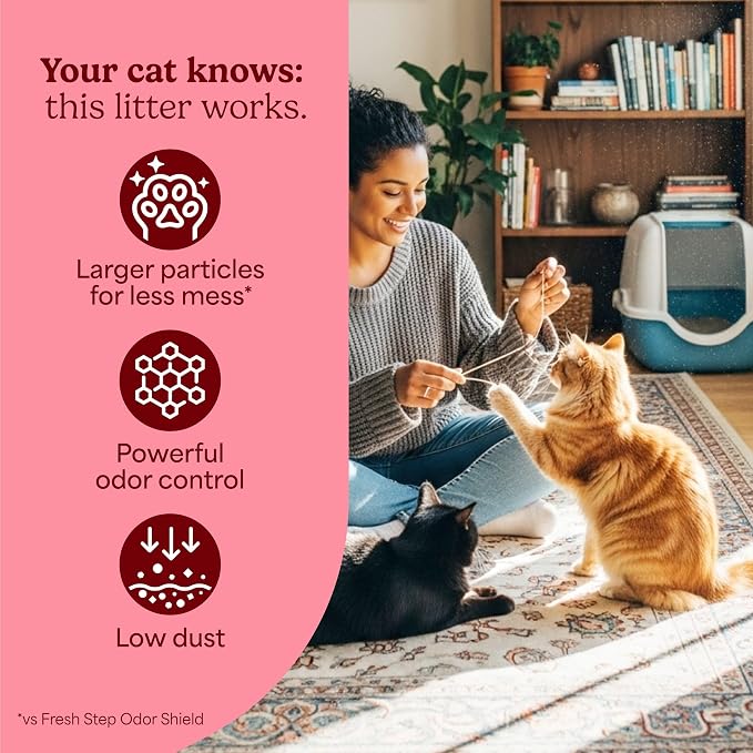 Fresh Step Advanced Clean Paws Multi Cat Clumping Cat Litter, 18.5 lb, 2 Pk | Low Tracking Granules for Less Mess, Scented with Febreze Freshness, Low Dust, Compatible with Most Auto Litter Boxes