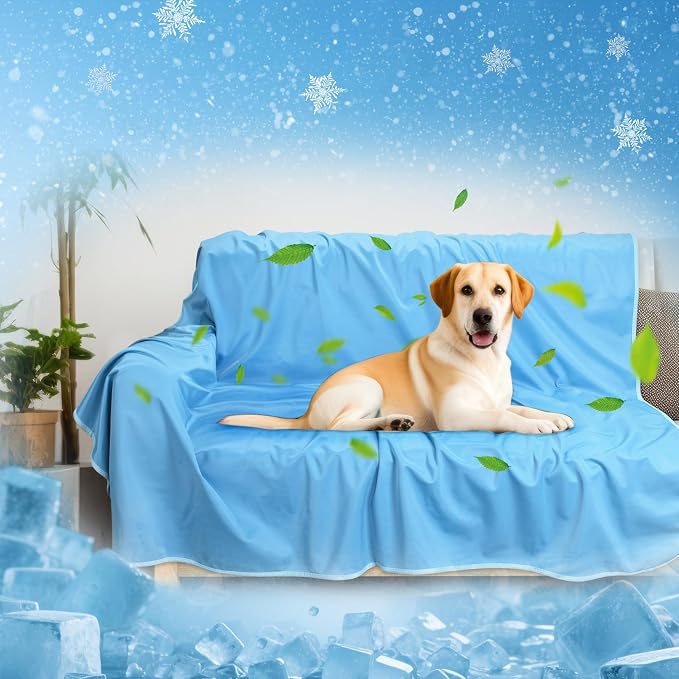 Kritter Planet Waterproof Cooling Dog Blanket, Summer Furniture Protector | 50 x 60 Inch Reversible Mat for Sofa, Bed & Car Seat, Lightweight, Washable & Comfort, Indoor & Outdoor Use for Dogs & Cats