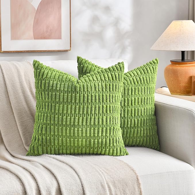 Fancy Homi 4 Packs Decorative Throw Pillow Covers for Living Room Couch Bed, Modern Farmhouse Boho Home Décor Accent Cushion Case, 16" x 16", Lime Green