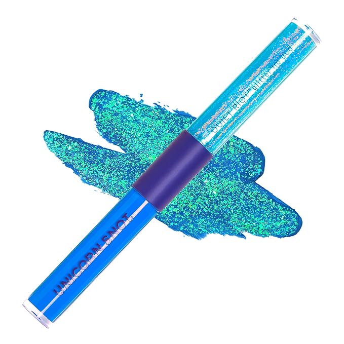 UNICORN SNOT Quiet Riot Glitter Lip Duo | 2-in-1 Set: Matte Lipstick & Plastic-Free Glitter | 0.15oz Blue Lipstick & 0.16oz Gloss, Dream