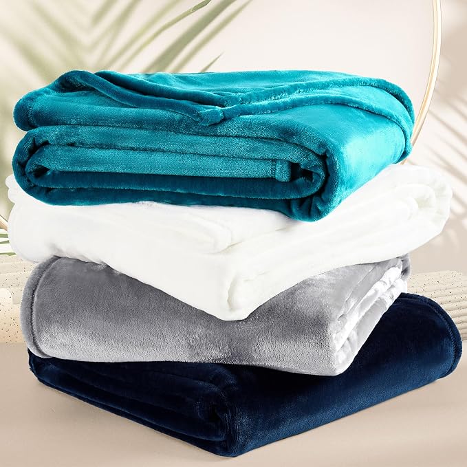 DREAMNINE Pack of 10 Soft Fuzzy Fleece Throw Blanket for Couch Sofa 50" x 60", Decorative Solid Lightweight Velvet Blankets for Chair, Cozy Accent Shaggy Plush Flannel Blanket for Bedroom, Grey