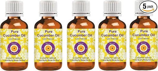 dève herbes Pure Cucumber Oil (Cucumis sativus) Cold Pressed (Pack of Five) 100ml X 5 (16.9 oz)