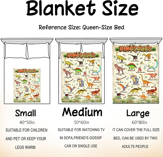 Dinosaur Blanket Gifts for Dinosaurs Lovers Soft Flannel Dinosaur Throw Blanket Bedding Decor 50"x40"