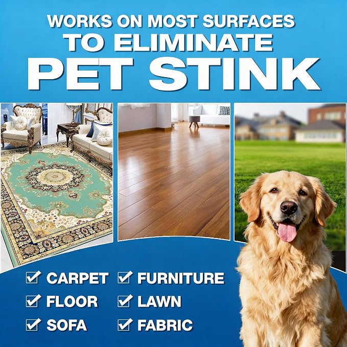 Pet Odor Eliminator Spray for Home, Fragrance Free Dog and Cat Urine Odor Remover for Carpet, Litter Box, Furniture, Pet Bedding and Floors, Colorless, 25 Fl Oz