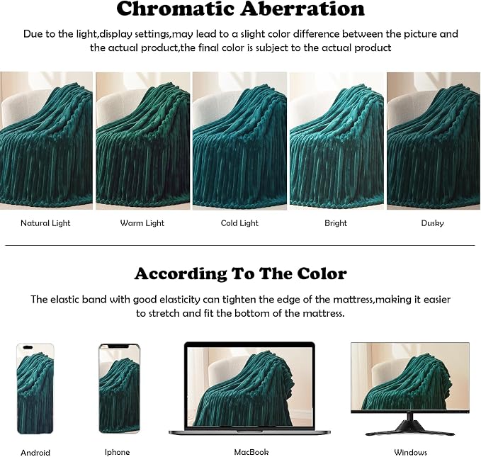 NEWCOSPLAY Fleece Ribbed Cozy Queen Blanket for Couch, Dark Teal, 90"x90" | Premium Silky Flannel Blanket, Soft Lightweight Fluffy Throw Blanket for Bed Sofa Decor, Gift for All Season Use