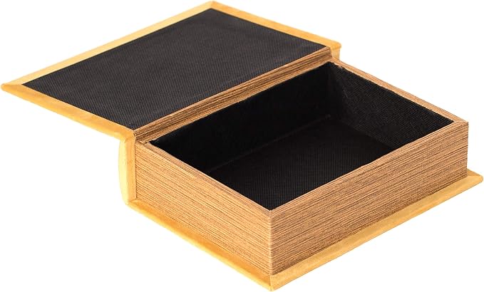 Decorative Vintage Book Shaped Trinket Storage Box - Yellow